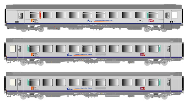 LS Models 41203 - 3pc Passenger Coach Set VTU, A5B5tu + B11tu + B11tu, TER Paca